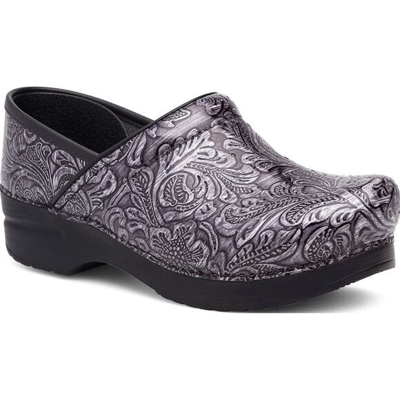 Dansko Grey/Black Tooled Leather Clogs Sz 40/US 9.5-10 - Picture 1 of 10